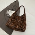 thumbnail image 5 of Yuhsdv Women Suede Large Tote Bag Leopard Print Shoulder Bag Hobo Bag for Work (Brown), 5 of 10