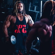 5% Nutrition Rich Piana Bigger By The Day Men's Sleeveless Bodybuilding Shirt, Black Y-Back Tank Top