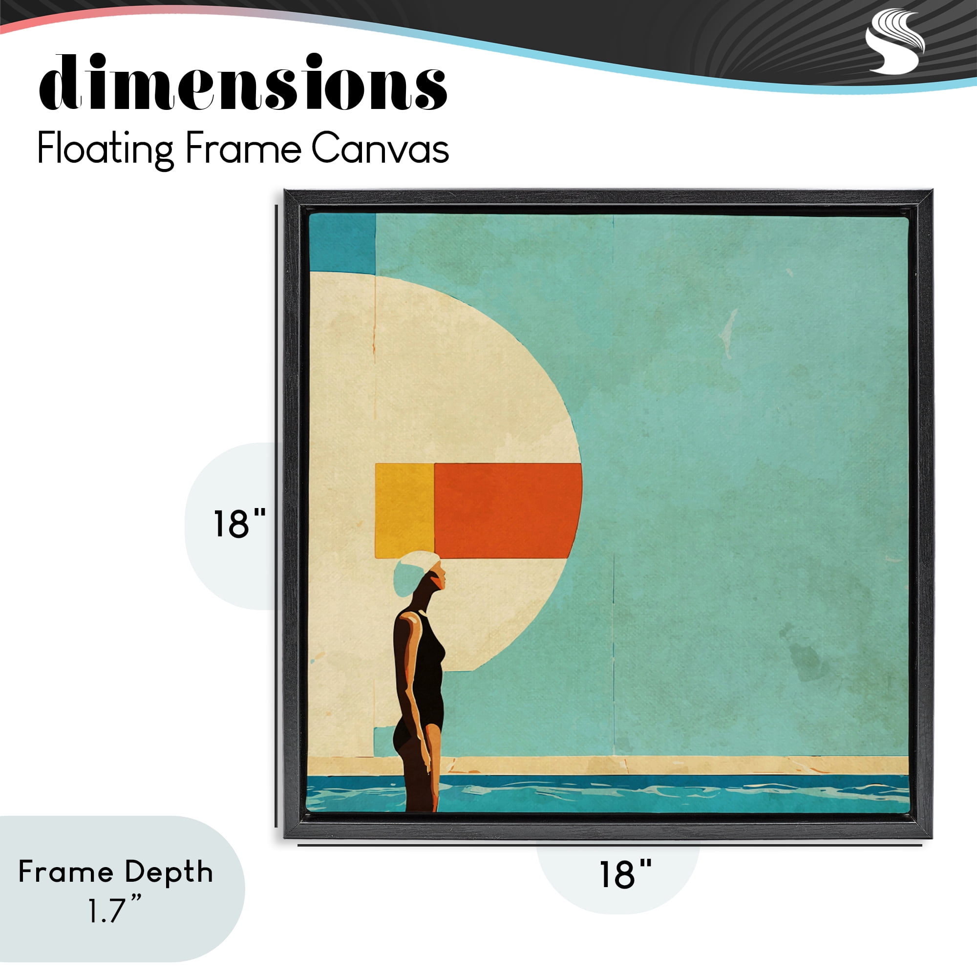 Stupell Industries Midcentury Pool Geometric Black Framed Floater Canvas Wall Art, design by Layla Oz