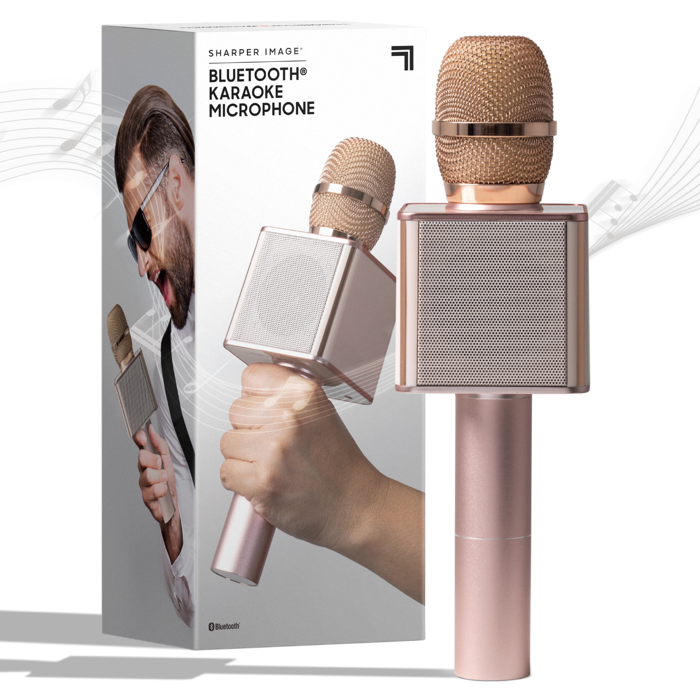 SHARPER IMAGE Bluetooth Music Stream Karaoke Microphone with Builtin