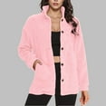 thumbnail image 2 of XUNKUSGA Jacket Women Faux Winter Coats for Women Long Sleeve Collared Button Down Jackets for Women Warm Fleece Lined Sherpa Women's Clothing S-2XL Pink, 2 of 6