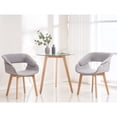 thumbnail image 6 of Ivinta Small Dining Table Set for 2, Round Glass Dining Table with Two Yellow Upholstered Fabric Chairs (Fabric, Grey), 6 of 6