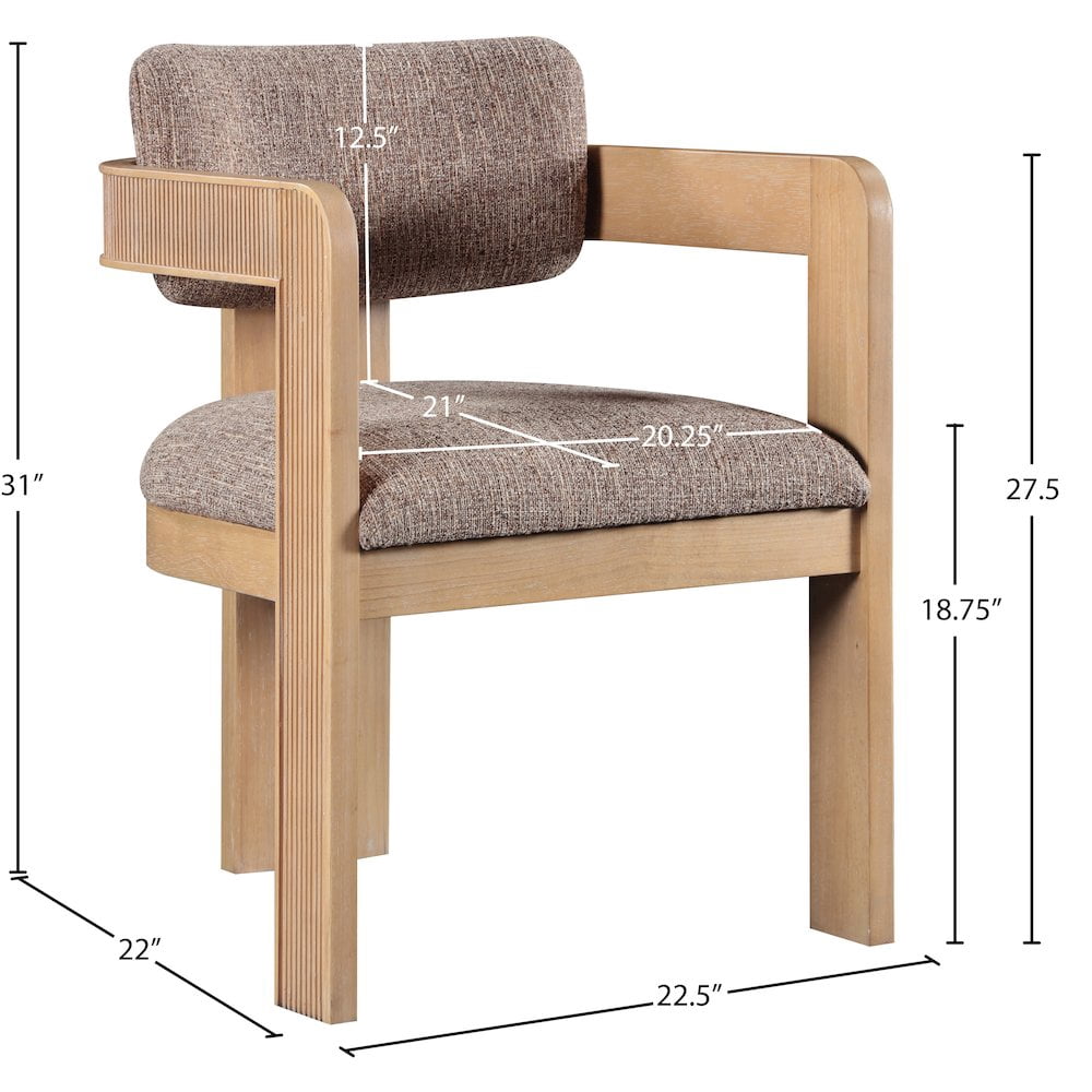 Meridian Furniture Sacha Brown Linen Textured Fabric Dining Chair (Set of 2)