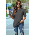 thumbnail image 4 of Camiseta Básica de Corta con Cuello en V, Gris Oscuro, Talla M, 4 of 5