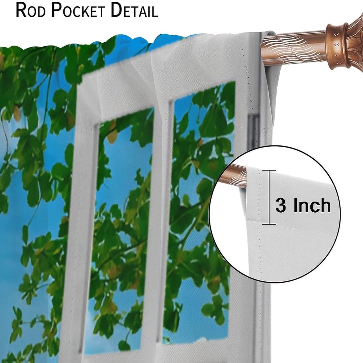 Beach Palm Tree Curtains, Summer Tropical Island Blue Clouds Ocean Nature Landscape Scenic Blackout Window Treatments for Kitchen Bedroom Living Room, 84" W X 84" L