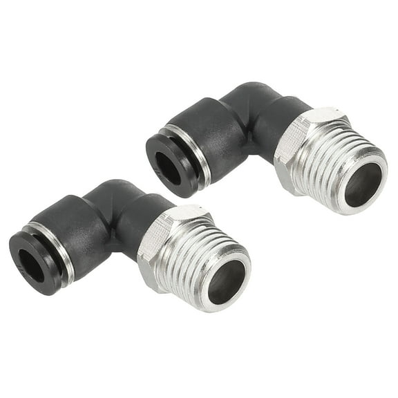 Uxcell 5 Pcs Male Elbow 1/4" Tubing OD x 1/4" NPT Thread 90 Push to Connect Fittings