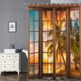 thumbnail image 2 of Beach Shower Curtain, Window View Sunset Shower Curtain for Bathroom Palm Tree Besides Ocean Waterproof Fabric Shower Curtain Set with Hooks, 72x96 Inch, 2 of 6