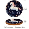 thumbnail image 3 of Unicorn Set of 6 Microfiber Leather Round Coasters 4.3x4.3 Inches - Absorbent and Stylish Drink Mats for Home and Office Use., 3 of 6