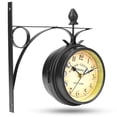 thumbnail image 4 of Retro Antique Double Sided Wall Mounted Clock Metal Frame Bracket Station Clock For Garden Home 5x4inch, 4 of 6