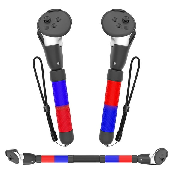 Handle Attachments Compatible with Meta Quest 3S, Controller Accessories for Quest 3S, VR Game Gorilla Tag Long Arms Sticks, Beat Saber Handle Extensions Grips for Meta Quest 3S Blue and Red