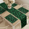thumbnail image 2 of Ambesonne Money Table Runner & Placemats, Pixel Art Dollar Pattern, Placemat 4 pcs + Runner 14"x72", Dark Green Lime Green, 2 of 2