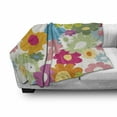 thumbnail image 3 of Floral Soft Flannel Fleece Throw Blanket, Rainbow Colored Vivid Image Sixties Inspired Blooming Nature Symmetrical Pattern, Cozy Plush for Indoor and Outdoor Use, 60" x 80", Multicolor, by Ambesonne, 3 of 6