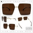 thumbnail image 2 of Womens Large Rectangle Thin Metal Rim Butterfly Minimal Sunglasses Gold - Brown, 2 of 8