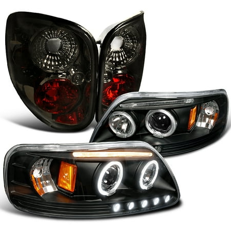 Spec D Tuning 1997 2000 Ford F150 Flareside Halo Led Black Projector Spec D Tuning 1997 2000 Ford F150 Flareside Halo Led Black Projector Headlight Smoke Tail Brake Lamps Left Right 1998 1999