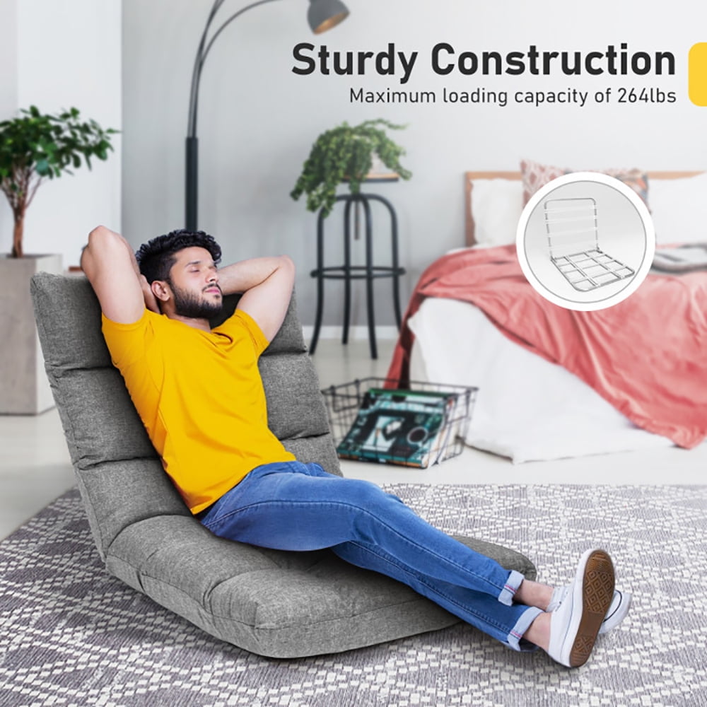 Finihen Folding Lazy Sofa Chair, 14-Position Adjustable Folding Lazy Gaming Sofa, for Living Room, Bedroom, for Gaming, Reading, Gray Finihen Folding Lazy Sofa Chair, 14-Position Adjustable Folding Lazy Gaming Sofa, for Living Room, Bedroom, for Gaming, Reading, Gray