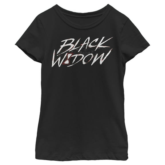Girl's Marvel Black Widow Chalk Logo Graphic Tee Black X Small