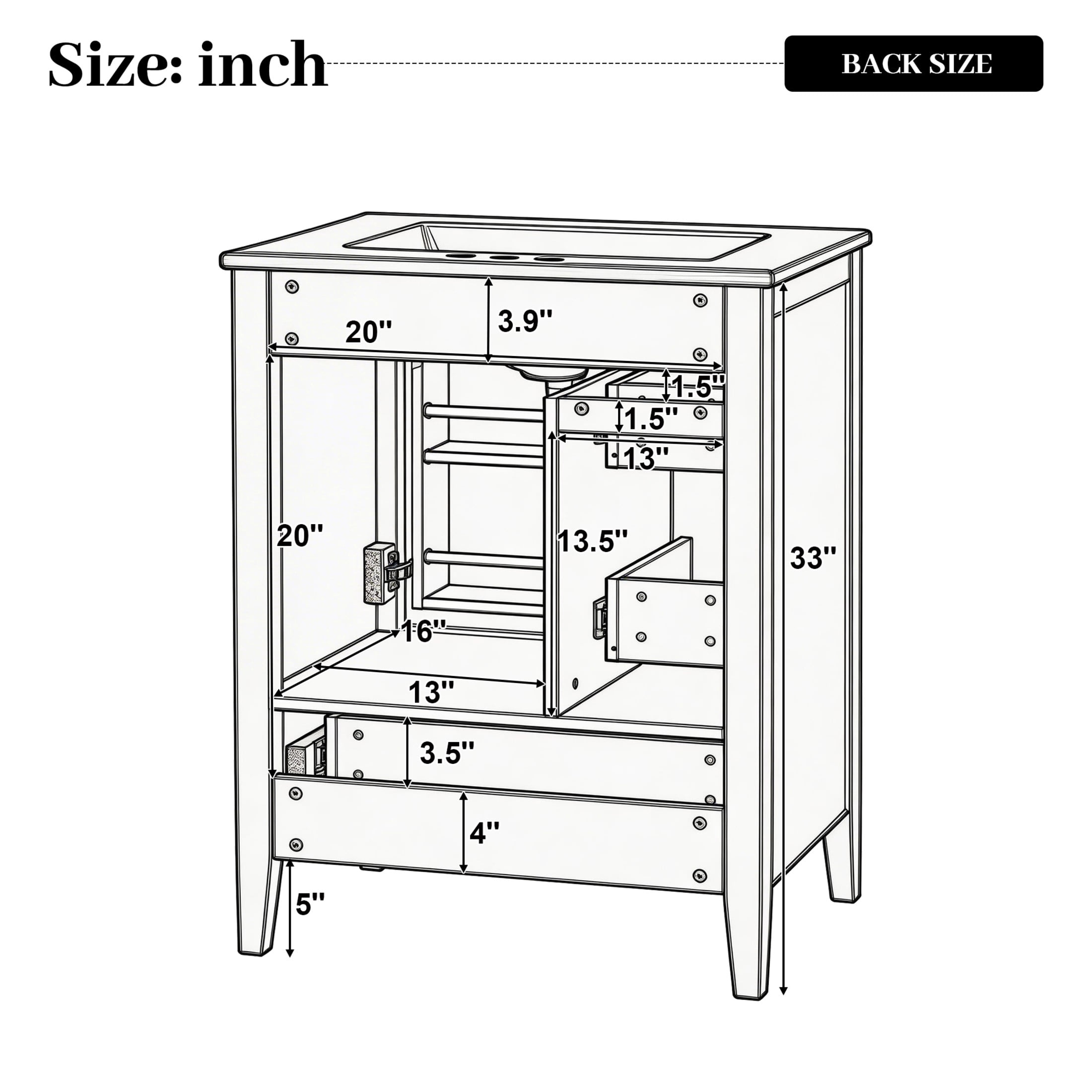 Christopher Knight Home 24" Modern Bathroom Vanity with Sink, Soft-Close Drawers and Door, White