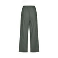 thumbnail image 5 of Pantalon Capri Décontracté pour Femmes, Jambe Droite, Cordon de Serrage, Taille Élastique, en Lin, avec Poches, 5 of 5