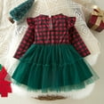 thumbnail image 4 of Sopiago Toddler Baby Girls Plaid Christmas Dresses Ruffle Long Sleeve Button Green Mesh Skirt Outfits Red (9-12 Months), 4 of 7