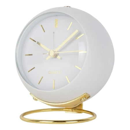 Portable Round Alarm Clock, 15db Silent White.