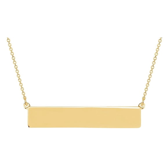 18k Yellow Gold Vermeil Bar Personalized Necklace Fine Jewelry for Women Gifts for Her (6x34mm), 17.5"