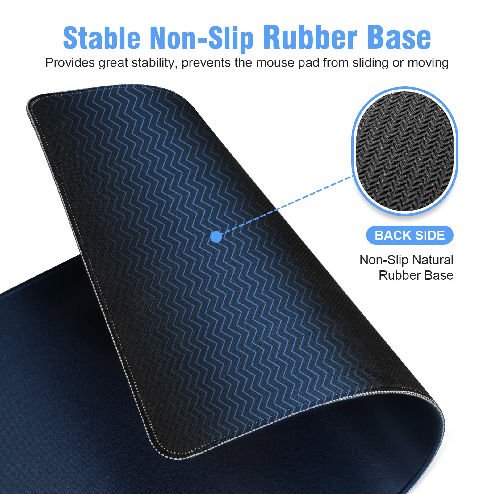 Winsing Premium Office Desk Pad, Large Non-Slip Mouse Pad with Comfort Support for Home and Office, 35.4"x15.7",Navy  blue.