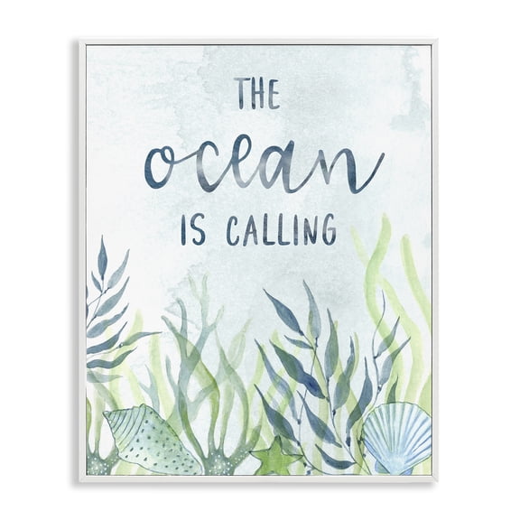 Stupell Industries Rustic Lodge Ocean Calling Phrase White Framed Giclee Art, 16 x 20, by Janet Tava