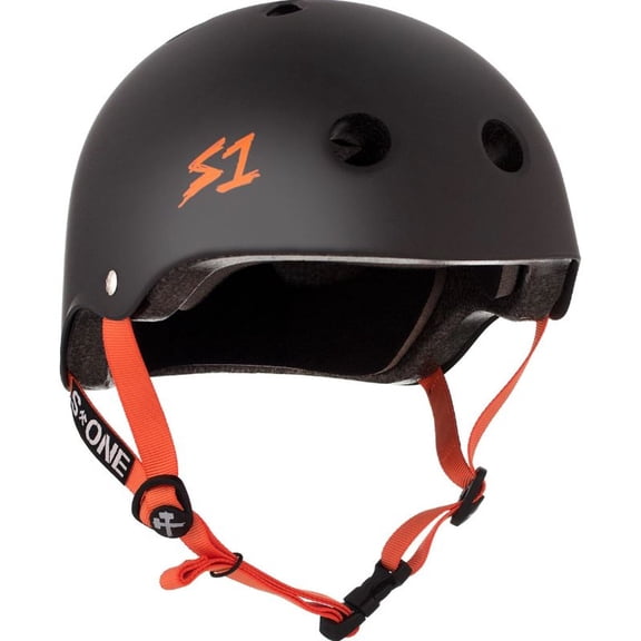 S1 Lifer Helmet - Black Matte with Orange Straps