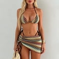 thumbnail image 1 of Trajes de baño Amzcrzy Tankini para mujer, trajes de baño, trajes de baño, bikini para mujer, moda informal, vacaciones, conjunto de tres piezas con tirantes a rayas, traje de baño dividido, verde, L, 1 of 6