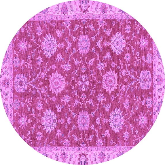 Ahgly Company Indoor Round Oriental Purple Traditional Area Rugs, 6' Round