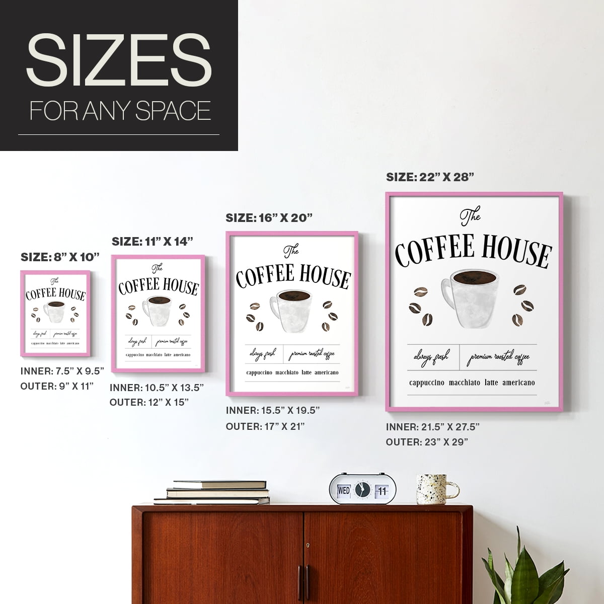 Always Fresh Coffee House in Paper Solid Wood 8 x 10 Framed Print
