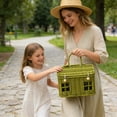 thumbnail image 4 of 2026 New House Shaped Picnic Basket with Lid & Handle, PP Wicker Style Storage Organizer for Garden Harvest, Easter, Outdoor Dining, Green, 4 of 7