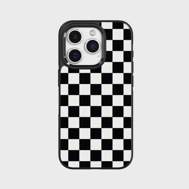 Caseco iPhone 15 Pro Case With Mag-Safe - Black Checkerboard