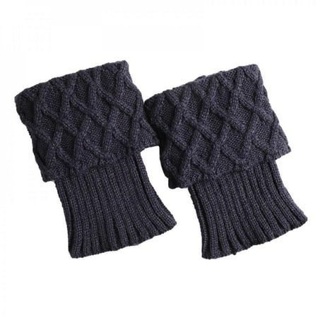 

Greyghost 1Pair Leg Warmer Women Short Diamond Checked Acrylic Knitted Boot Cuffs Socks Winter Warm cover Shoe Accessories for Cycling Running* Navy Blue