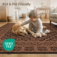 thumbnail image 4 of ODIKA 8'x10' Orange And Black Traditional Mosaic Washable Area Rug Interlocking Tile Diamond Grid Ornate Geometry Bordered Frame Non-Slip Chair-Friendly Mat for Dining Room, Large Office, Lounge, 4 of 7