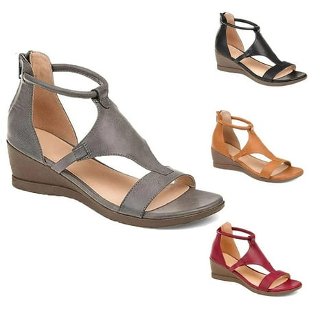 

Ruimatai Women s Sandals Clearance Summer Summer New Plus Size Women s Zipper Round-Toe Wedge Sandals