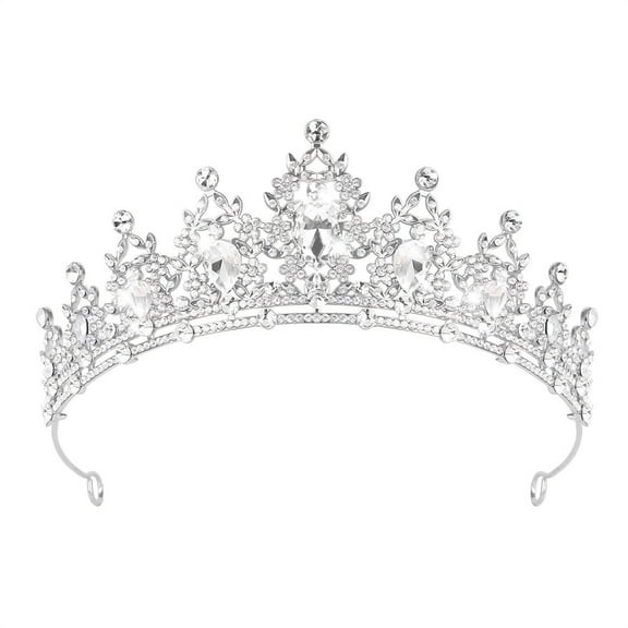 Duslogis Crown for Women, Tiaras and Crowns for Women Pink Princess Crown Queen Crown Crystal Headbands Hair Accessories for Bridal Birthday Prom Party (Silver)