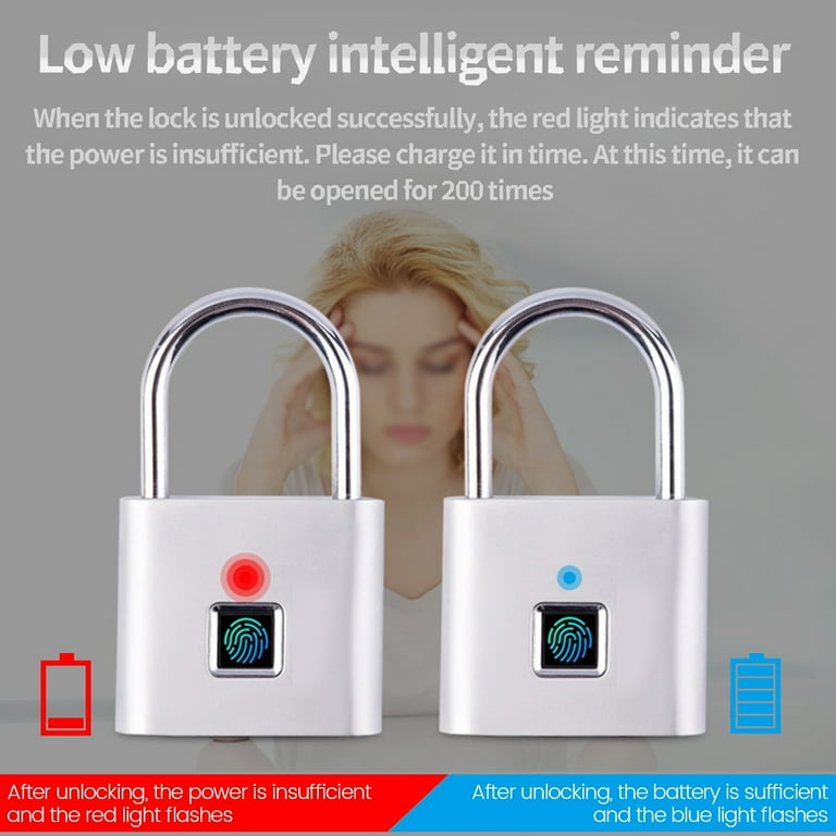 1pc Fingerprint Lock Electronic Keyless Rechargeable Lock Padlock For Suitcase O - Foto 5