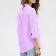thumbnail image 6 of Women's Business Casual Collar Three Quarter Sleeve Shirt Blouse Top, Professional Work Office Style Button Up Shirt for Women, Elegant Business Attire | CSEONE,Purple L, 6 of 8