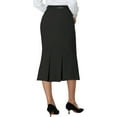 thumbnail image 4 of INSPIRE CHIC Women's Work Solid Skirt Below Knee Lenght Fishtail Skirts with Belt L Black, 4 of 7