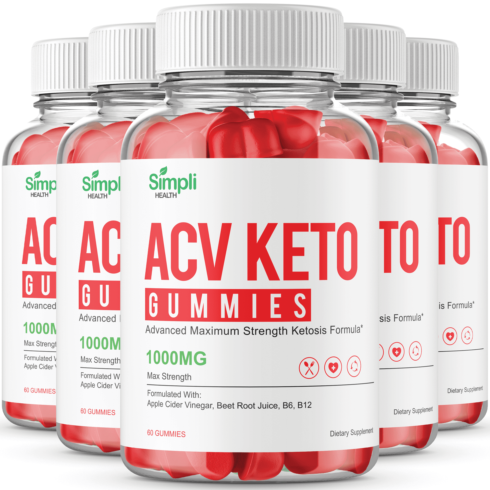 (5 Pack) Simpli ACV Keto Gummies Simpli Health Acv+Keto Gummies (300