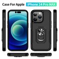 thumbnail image 2 of Nalacover Rugged Case for iPhone 15 Pro with Rotated Ring Holder Kickstand Bracket, Military Grade PC + TPU Shockproof Cover with Magnetic Car Mount Lens Protective Case, Black/Black, 2 of 11