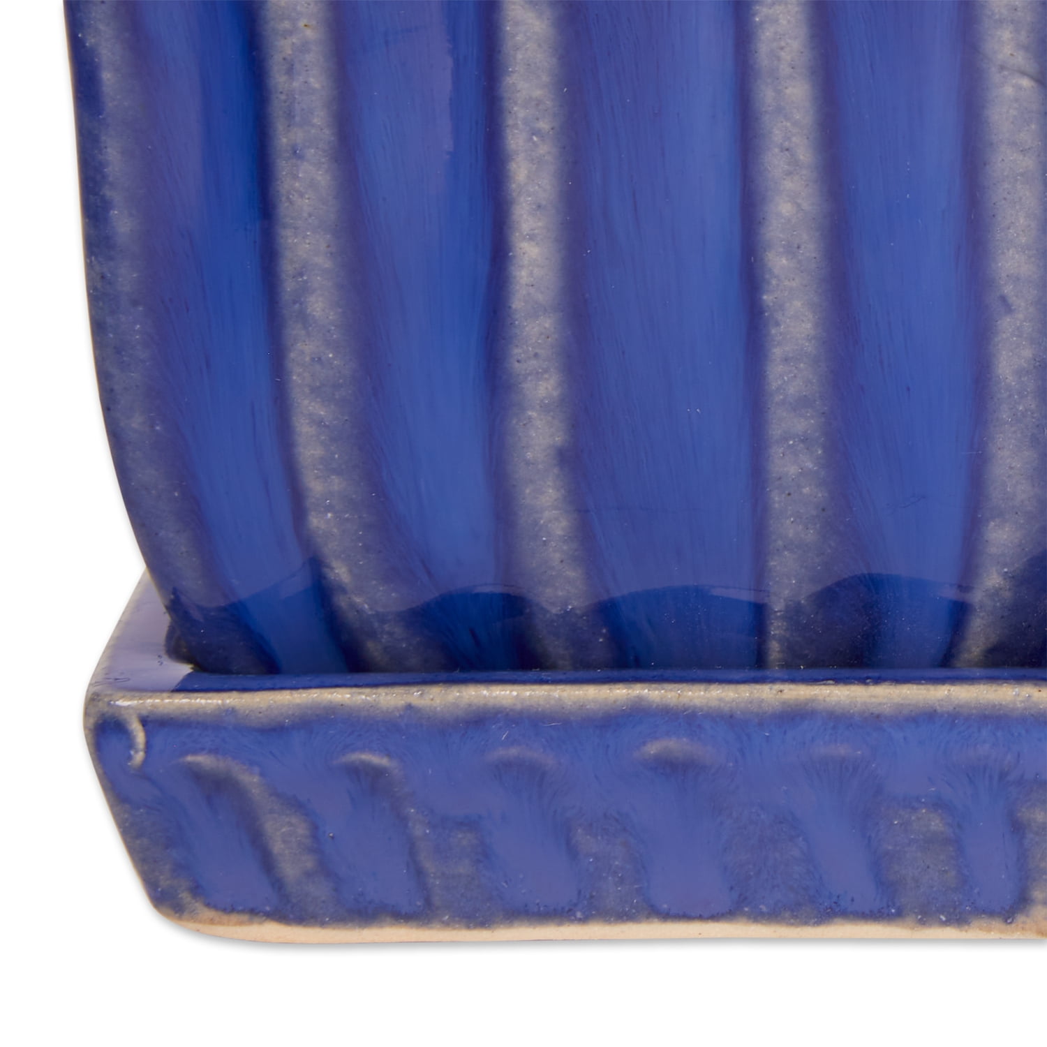 Zingz & Thingz 12" x 4" x 4" Square Blue Ceramic Plant Pot (3 Pieces)