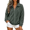 thumbnail image 2 of Enjoytime Fleece Jacket Women Collared Long Sleeve Zip Up Coat Fall Winter Warm Cozy Casual Plus Size Clothes with Pocket, 2 of 8