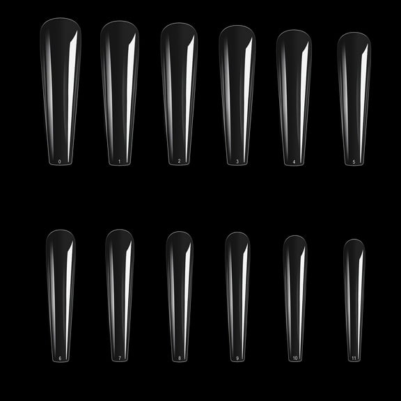 504PCS XXL Long Coffin Press On Clear And Natural Full Cover False Tips XXL Long Straight Nails Tips