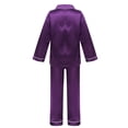 thumbnail image 4 of iiniim Kids Pajamas Set PJS Faux Silk Long Sleeves Button Down Top with Pant Sleepwear Loungewear, 4 of 7
