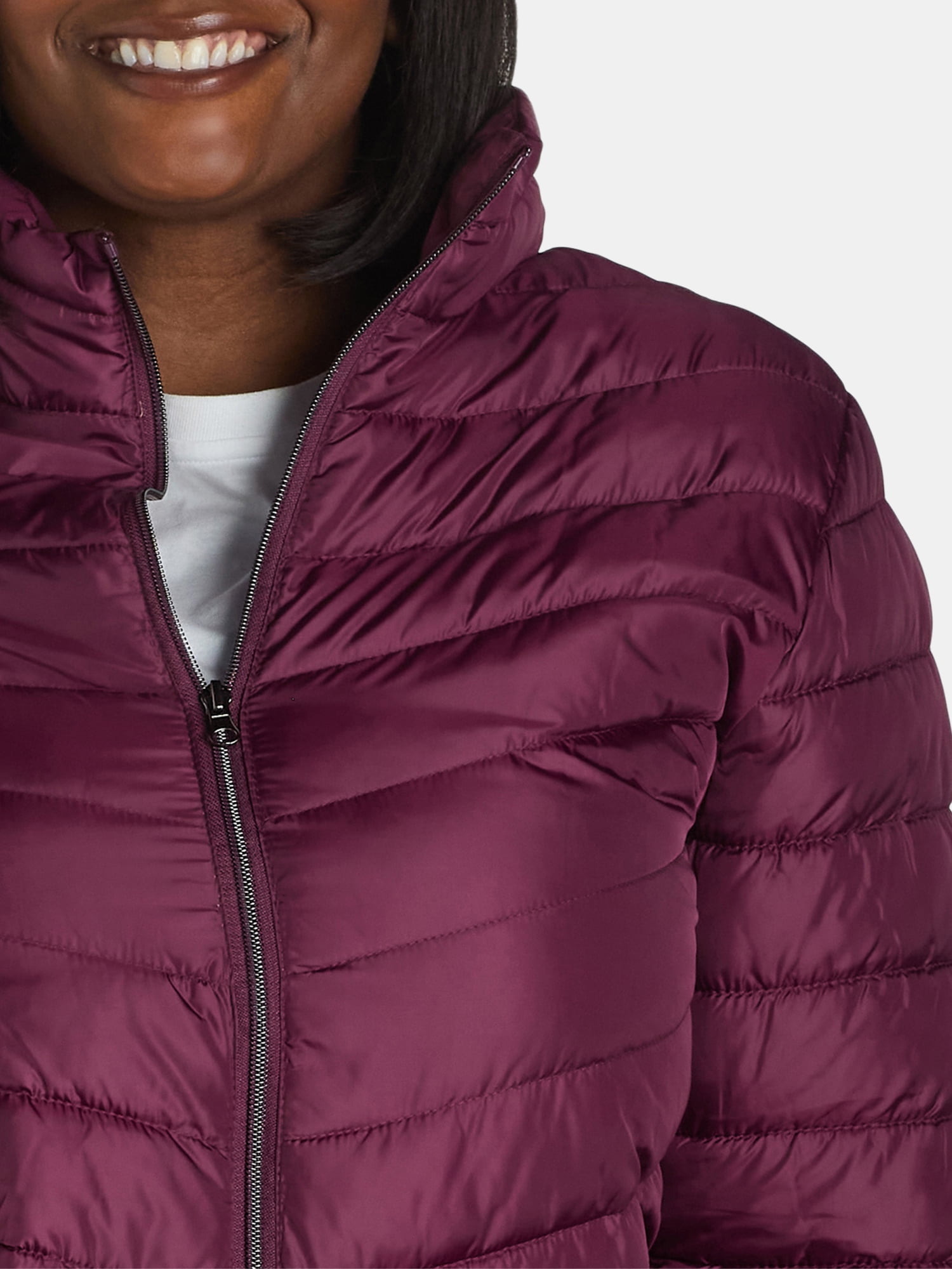 Big Chill Women's and Women’s Plus Packable Puffer Jacket, Midweight, Sizes S-3X