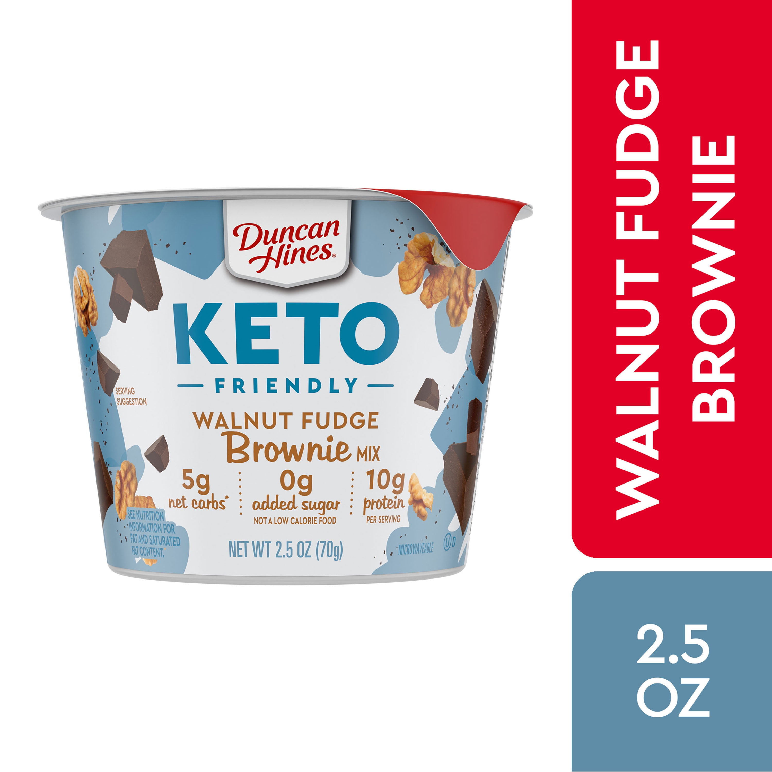 Duncan Hines Keto Friendly Cake Cup Walnut Brownie Mix, 2.5 Oz