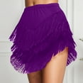 thumbnail image 2 of oqasdz Womens Skirts Flowy Fringe Asymmetrical Hem Solid Color Boho Skirt with Tassel Details for Casual Party Evening Holiday Wear, 2 of 4
