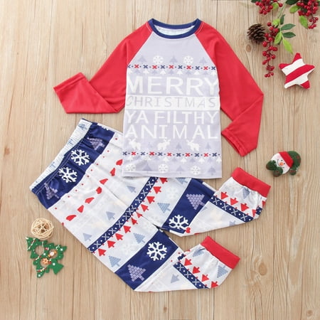

Christmas Gifts Christmas Kids Print Blouse Tops And Pants Xmas Family Clothes Pajamas Polyester Red 3 Years
